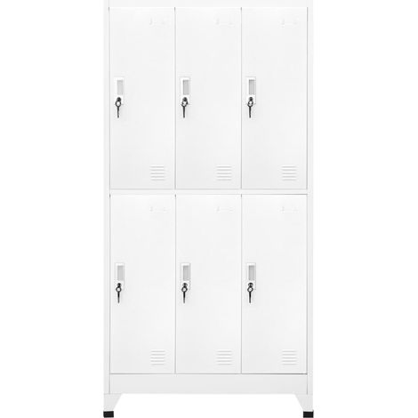 Armoire à casier Vestiaire Rangement avec 6 compartiments Acier 90x45x180 cm Gris -68206 (1/5)