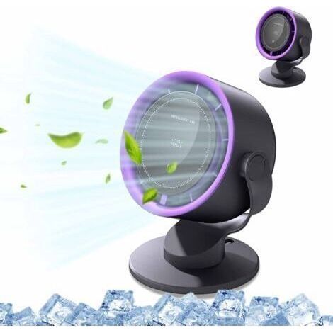 Mini Ventilateur Bureau Portable Turbo Réglable en Vitesse Batterie Rechargeable Affichage LED pour Maison Bureau Table Noir (1/5)