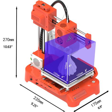 Imprimante 3D pour enfants Mini bureau 100 x 100 x 100 mm Taille d'impression Pas de lit chauffant Impression à une touche avec carte TF PLA Échantillon de filament Débutants Éducation domestique (1/5)