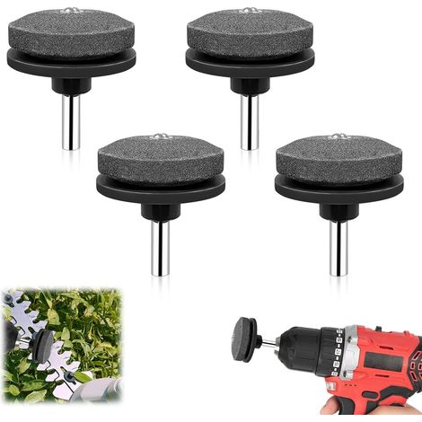 4 Pièces Affûteuse, Tige 6,35 Mm, Corindon Double Couche, Pour Perceuse, Lames Tondeuse Et Outils Jardin