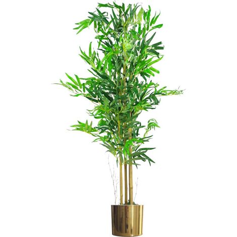 120cm (4ft) Realistic Artificial Bamboo Plants Trees with Gold Metal Planter (1/4)