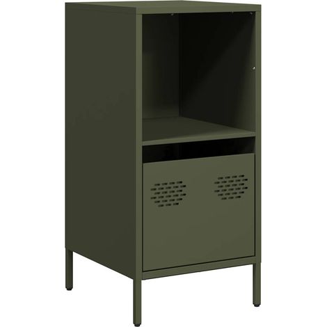 Maison Exclusive - Aparador de acero laminado en frío verde oliva 35x39x73,5 cm (1/5)