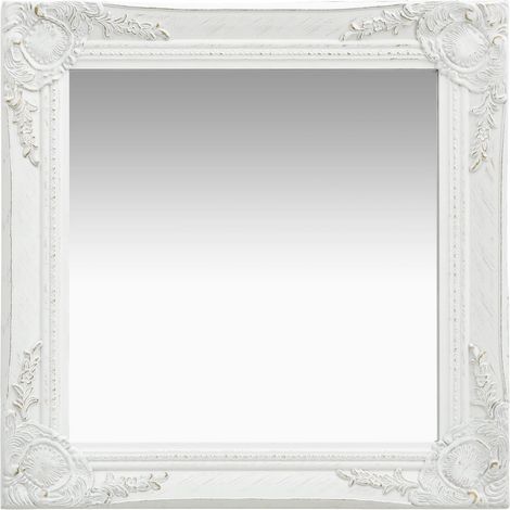 Espejo de pared cuadrado estilo barroco 50x50 cm Blanco DEC022854