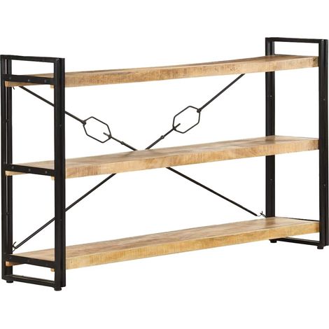 Bücherregal 3 Fächer 140x30x80 cm Mango Massivholz vidaXL (1/5)