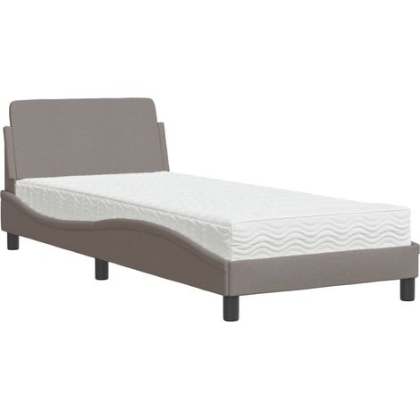 Lit simple,Lit adulte,Lit avec matelas taupe 90x190 cm tissu CFW18827 (1/5)