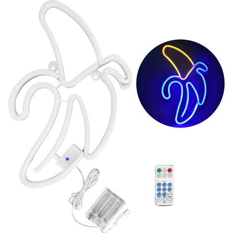 Lampe Néon LED Multicolore Banane Décoration Murale pour Restaurant Familial Vacances Tête Chaude, Peau Bleue (1/5)