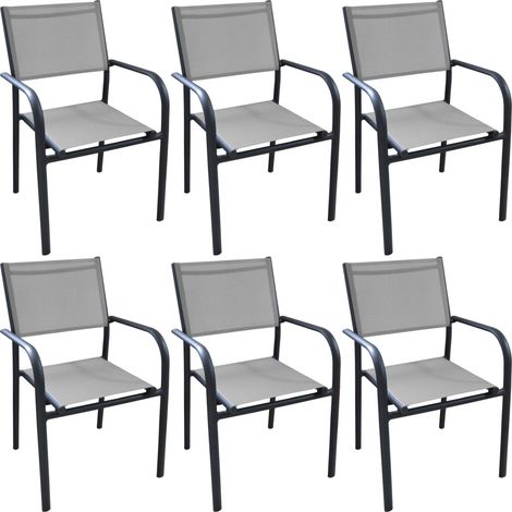 Fauteuil en aluminium Duca (Lot de 6) Graphite et perle (1/4)
