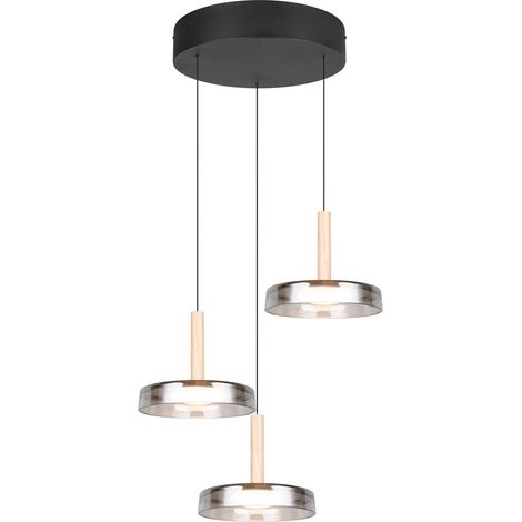 Suspension LED 3 globes verre noir mat Ø35 3000K chaud (1/5)