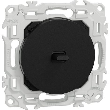 Schneider – Poussoir à levier 10 AX – Interrupteur va-et-vient Odace – Compatible plaques Odace – Noir onyx