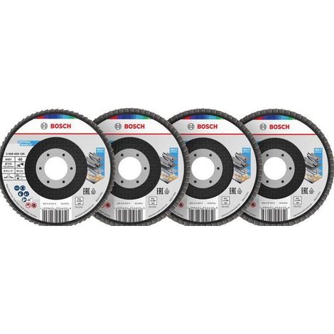 Bosch X451 Fächerschleifscheiben Set, 115 x 22,23 mm, K40/K60/K80/K120, Z27, 60-tlg. (1/5)