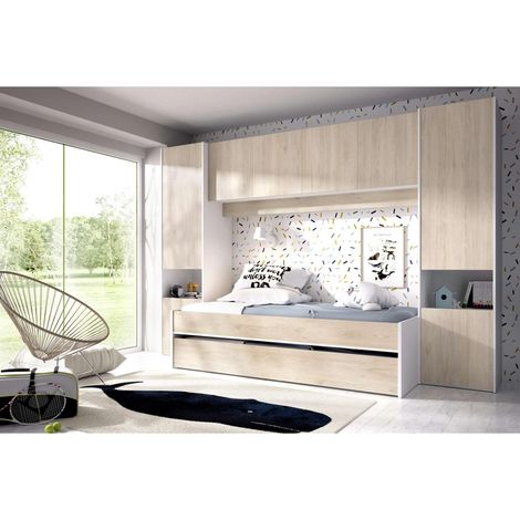 Conjunto juvenil Torredonjimeno en acabado blanco natural 203 cm(alto)302 cm(ancho)97 cm(largo) (1/4)