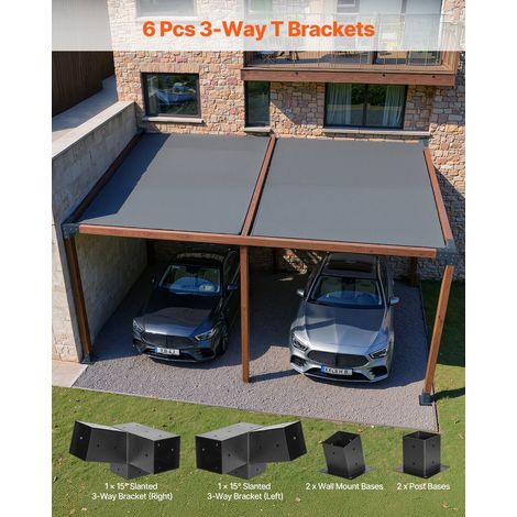 Kit Support de Pergola - Lot de 6 Support de Poteau Bois 92x92 mm (1/5)