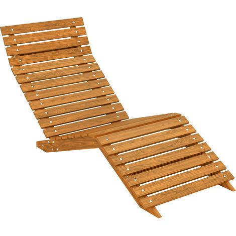 Outsunny Sonnenliege, Liegestuhl, Gartenliege, Relaxliege für Poolbereich, Balkon, bis 120 kg belastbar, Massivholz, Teak, 66 x 170 x 77 cm