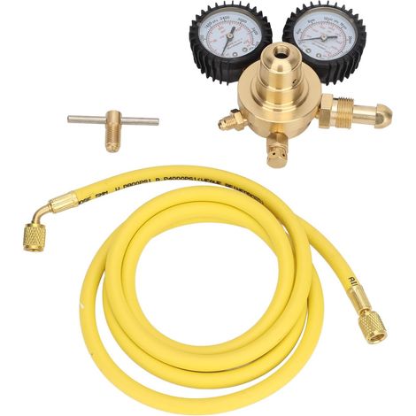 Nitrogen Gauge, Nitrogen Pressure Gauge Regulator, Brass Inlet Outlet Connection with 200cm Hose for Laboratory Welding Use (1/5)