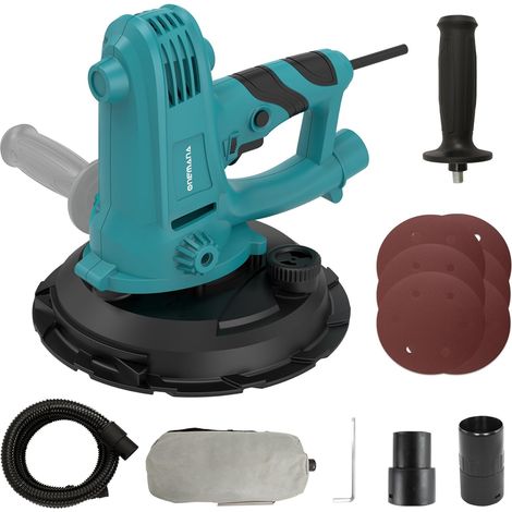 Ponceuse à sec 750 W, ponceuse murale avec aspiration 1500-2700 tr/min, ponceuse électrique pour murs et plafonds, avec plateau de ponçage de 180 mm, aspiration de poussière et nombreux (1/5)