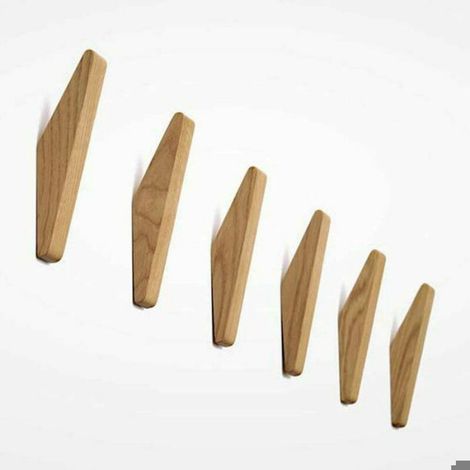 Patère En Bois - 6 Pièces - Charge Maximale 5 Kg - Pour Chambre Salle De Bain Toilettes - Fixation Murale (1/5)