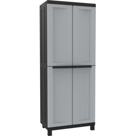 Terry 1002707 Twist Black Armadio 2 Ante Polipropilene 3 Ripiani Regolabili Interno Esterno 68x39x170 cm colore Grigio Nero (1/7)