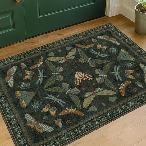 Tapis d'intérieur, vert foncé, 40 x 60 cm, 1 pièce Convient aux salles de bains, antidérapant et résistant aux taches (1/5)