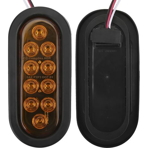 Zweiteilige Seitenmarkierungsleuchten, 10 ovale 6-Zoll-LEDs, IP67 wasserdicht für LKW und Anhänger, bernsteinfarben (1/5)