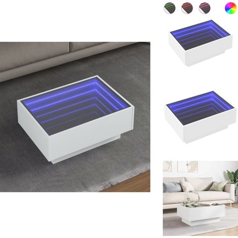 LED-Couchtisch Weiß 70x50x30 cm Holzwerkstoff - Couchtisch - Couchtische - Beistelltisch - Sofatisch (1/5)