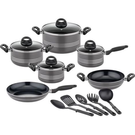 Batteria di pentole - Induzione - GSW - MILANO GREY - 15 pezzi - Alluminio massiccio - Grigio (1/5)
