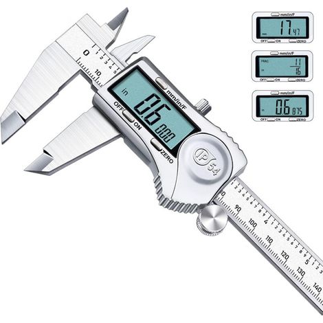 [NEVER USED] 150mm All Stainless Steel Caliper, Precision Digital Caliper, IP54 Waterproof, LCD Display, mm/inch/fraction, Digital Vernier Micrometer Tool
