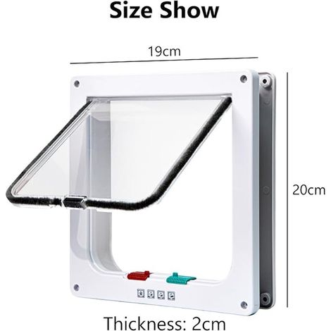 4-Way Lockable Door, Transparent Cat Flap, Silent Cat Door, Pet Door for Cats, Kittens and Kittens, Controllable Entry/Exit (White S 19 x 20 x 2) (1/3)