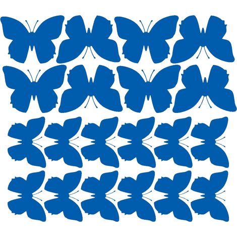 Wandaufkleber Schmetterlinge, große Aufkleber, 20 Stück, blau matt