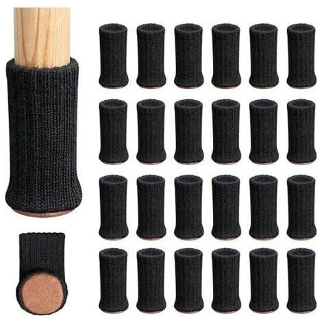 24pcs Chair Leg Socks for Chair Legs, Furniture Legs, Anti-Slip Pads for Chair Legs 1" to 2" in Diameter, Black (1/4)