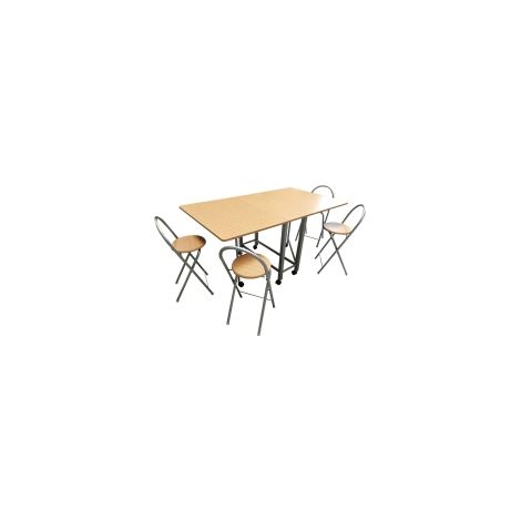 WELL HOME - Set tavolo in legno "Book" e 4 sgabelli