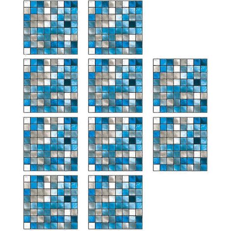 Lot de 10 stickers muraux imitation carrelage, compatibles avec la décoration murale (1/5)
