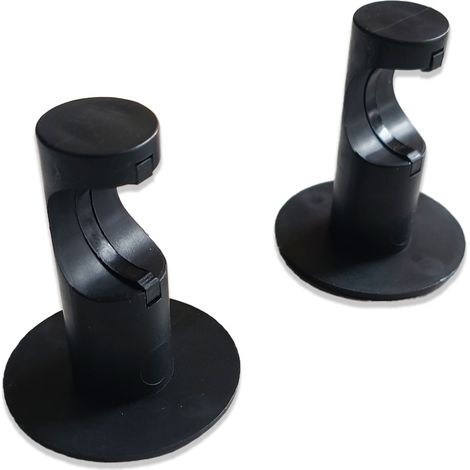 Pack de 2 supports adhésifs noirs pour tringle à rideaux légers et voilages – Ø 20 mm – Fixation sans perçage mur ou fenêtre – Design standard – Haute qualité (1/5)