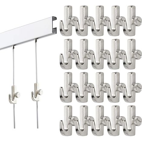 Mini Silver Picture Rail Hooks Accessories for Picture Rail and Picture Rail Screw Hooks Hanging Art and Pictures (1/3)