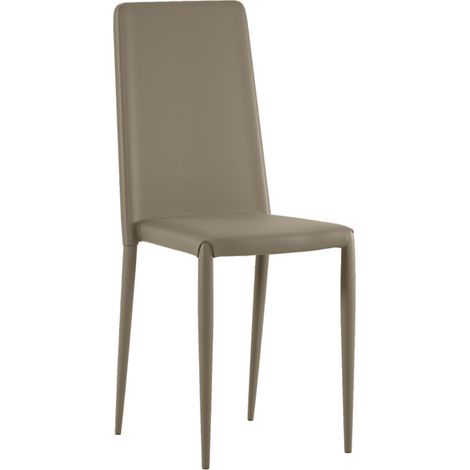 Sedia Cleo Impilabile in Similpelle Imbottita con Struttura in Metallo Tortora - Seduta e Schienale Ergonomici - Design Moderno (1/5)