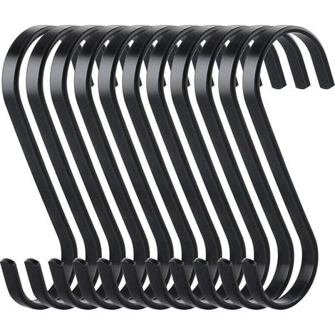 10pcs Crochets Plats en S de Suspension en Acier Inoxydable Crochet de Cuisine Robuste,Multifonctions Crochets pour de Cuisine ou à Viande Boucher Vêtements Plantes Outils de Jardinage,Noi