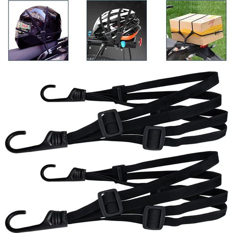 Gepäckgurte, Verlängerung mit Haken, Spanngurte mit Haken, kurze Spanngurte mit 4 Schiebeschnallen, Spanngurt für Fahrräder, Spanngurte für Gepäckträger für Motorräder, Fahrräder usw. (2 Stück, 60 cm) (1/5)