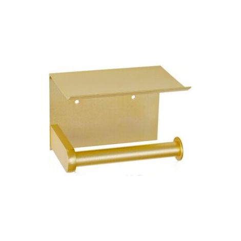 Toilettenpapierhalter, Wandmontierter Toilettenpapierhalter mit Ablagefach, selbstklebend, Aluminium (Gold) (1/4)