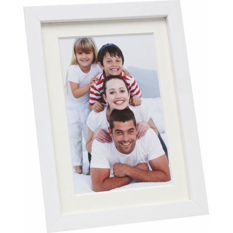 Cadre Bois Blanc Avec Passepartout Photo 40x60cm S223K1 (1/3)