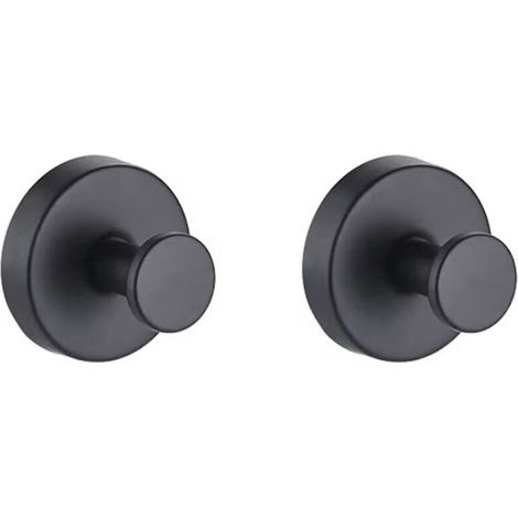 Crochet Porte-Serviettes - Ventouse Acier Inoxydable - Salle De Bain Cuisine - Noir - Lot De 2