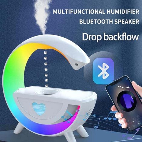 Humidificateur anti-gravité avec lumière LED en forme de G 300 ml, haut-parleur Bluetooth, gouttes d'eau, humidificateur portable avec arrêt automatique pour chambre à coucher (1/3)