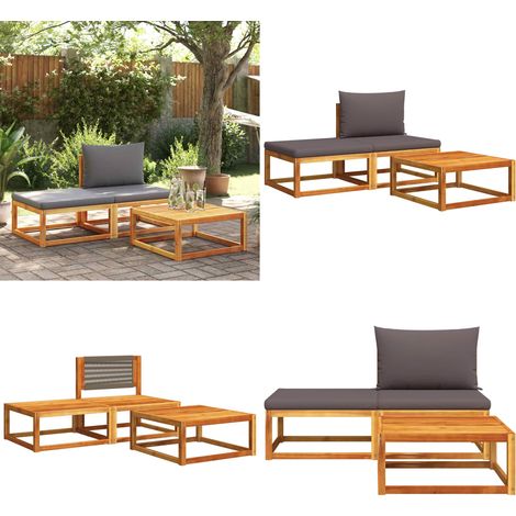 3-tlg. Garten-Sofagarnitur mit Kissen Massivholz Akazie - Gartenmöbel - Outdoor Möbel - Esstisch - Sofas - Lounge Set - Home & Living (1/5)