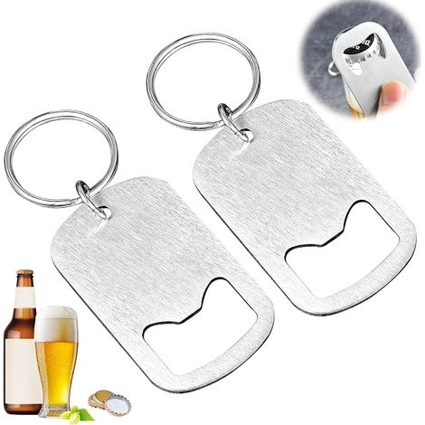 2 llaveros abridores de botellas de acero inoxidable. Resistentes y duraderos, con corcho. Multifuncionales para cerveza, cerveza, cocina, bar y restaurante. Regalo. (1/5)