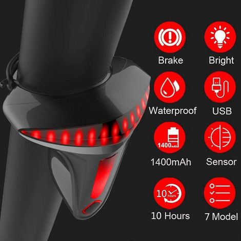 Ultrahelles LED-Fahrradrücklicht mit intelligentem Bremssensor. (1/5)