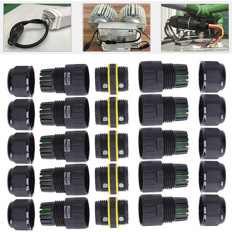 Lot de 2 borniers M20 traversants droits à 4 broches pour alimentation LED extérieure, étanche IP68, diamètre 9-12 mm (1/5)