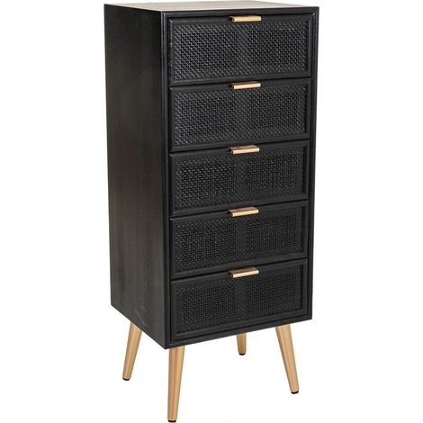 Sinfonier de madera y rejilla lacado negro 42x36,5x100,5