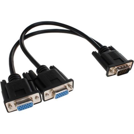 Adaptateur Mini 1 ordinateur vers double écran (2 moniteurs) - Câble répartiteur VGA mâle-femelle pour ordinateur portable et PC de bureau - FFY (1/4)