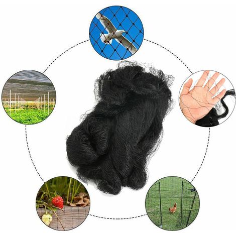 Filet anti-oiseaux pour verger, filet de protection contre les feuilles pour bassin, noir, 10 x 10 m / mailles de 1,5 x 1,5 cm (1/5)