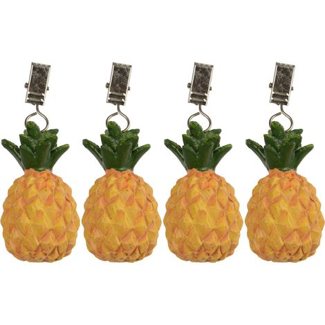 Kaemingk – Poids de nappe Ananas – Polyrésine, L 14 x l 7 x H 3,7 cm, lot de 4 (1/2)
