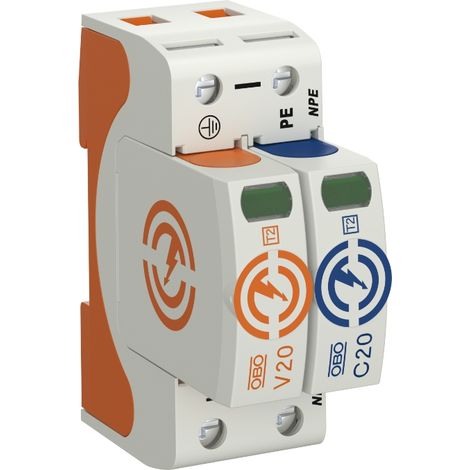 Limitador de sobretensión obo V20-1+NPE-280 modular UL 94 V-0