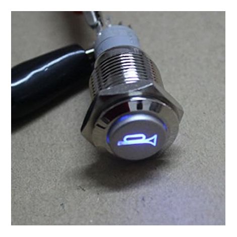 Commutateur instantané à bouton pressoir métallique de 12 V et 16 mm - Bleu - Pour voitures, bateaux, haut-parleurs, sonnettes, klaxons (1/5)